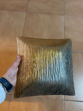 Plato decorativo cristal dorado y plateado