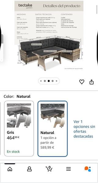 Conjunto de jardín SIN ESTRENAR con cojines