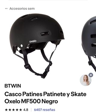 Casco Oxelo Negro Patinete Talla 55. -58 cm