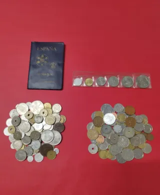 Lote monedas pesetas y extranjeras