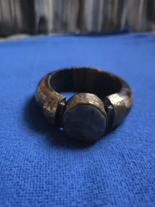 Brazalete Étnico Vintage Latón Y Hueso