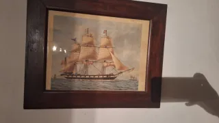 Lote 2 cuadros barco velero