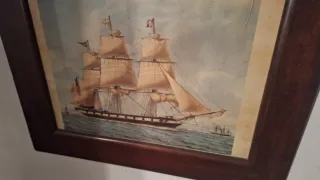 Lote 2 cuadros barco velero