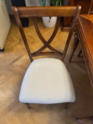 Mesa Comedor Madera + 6 Sillas Tapizadas