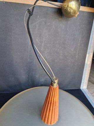 Lampadario sospensione anni 70 vetro e legno Zonca