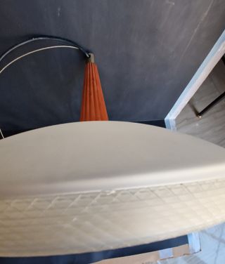 Lampadario sospensione anni 70 vetro e legno Zonca