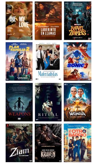 Catálogo DVD/Bluray de Películas y Series Nuevas