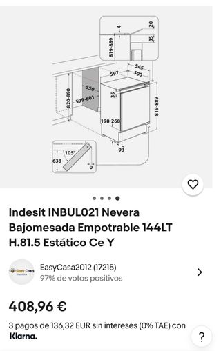 Frigorífico Indesit panelable