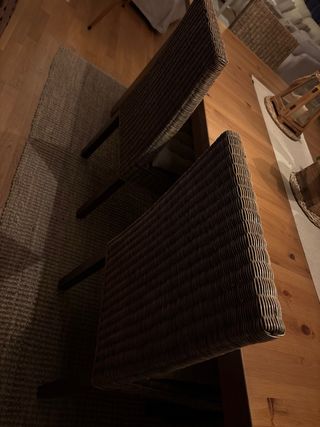 Mesa y 6 Sillas Comedor Mimbre y Madera