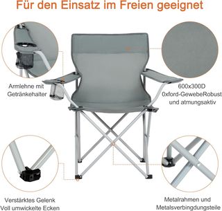 Juego 2 Sillas Plegables Camping Gris