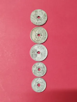 Lote 5 monedas 25 y 50 céntimos República