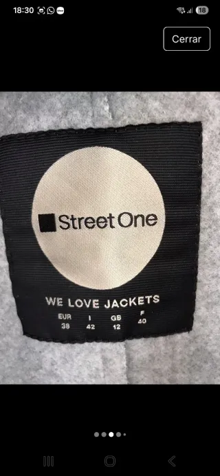 Abrigo Street One gris con etiquetas