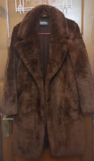 Abrigo pelo marrón chocolate Esprit Talla L