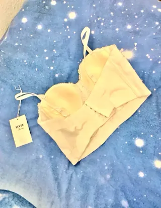 Corpiño perlas blanco/dorado Talla M