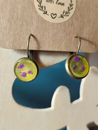 Lote 5 pares pendientes resina UV