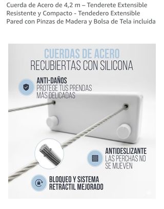 Tendedero retráctil 4 cuerdas acero