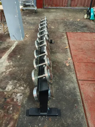 Mancuernas y soporte