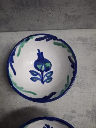 Juego 4 Platos Cerámica Pintados A Mano fajalauza