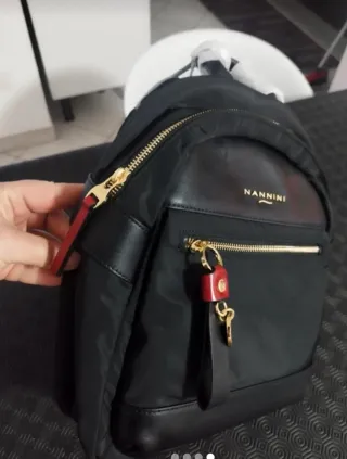 Zaino Nannini nero tessuto e pelle