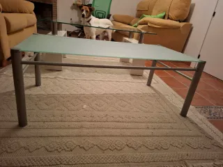 Mesa de centro cristal y metal