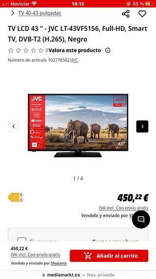 TV JVC 43 Full HD Smart TV Negro
