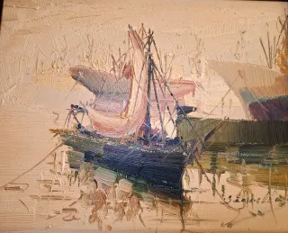 Cuadro al pastel con marco de madera