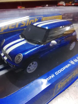 Scalextric Super Slot Mini Cooper Azul escala 1.32