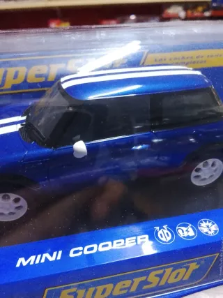 Scalextric Super Slot Mini Cooper Azul escala 1.32