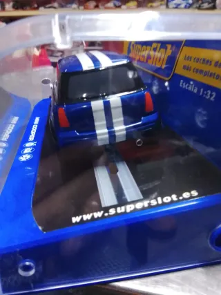 Scalextric Super Slot Mini Cooper Azul escala 1.32