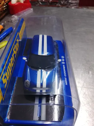 Scalextric Super Slot Mini Cooper Azul escala 1.32