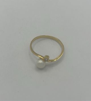 Anillo oro 18k con perla y circonita