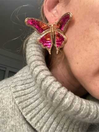 Pendientes Mariposa Zara Dorados Rosas