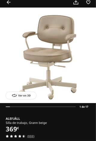 Silla Ikea ALEFJÄLL Negra/Gris Cuero