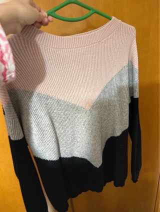 Jersey rayas rosa negro y gris