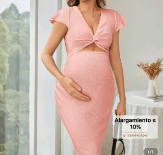 Vestido premamá rosa con abertura