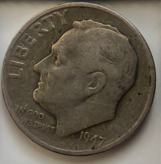 Moneda 1 Dime Plata Roosevelt 1947