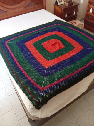 Manta tejida a mano de lana, para sofá o mesa