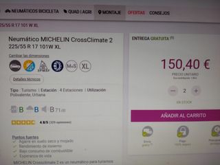 1 goma Michelin Crossclimate 2 - 225/55/17 101W