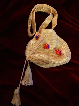 Bolso Dorado Pompom Multicolor