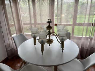 Lámpara de techo vintage dorada y transparente