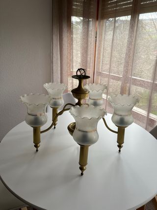 Lámpara de techo vintage dorada y transparente