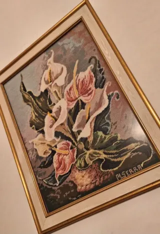 Punto de Cruz Lirios Marco Dorado