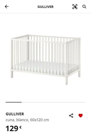 Cuna IKEA GULLIVER blanca para bebé