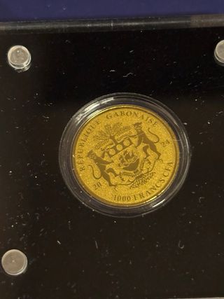 6 Monete Oro Fino 999 24k 20mm Gabon con cofanetto