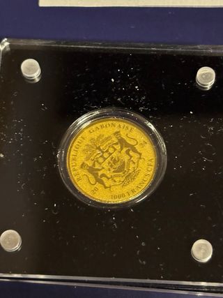 6 Monete Oro Fino 999 24k 20mm Gabon con cofanetto