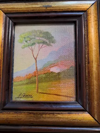 Quadretto con paesaggio dipinto