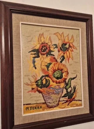 Punto de Cruz Girasoles Marco Marrón