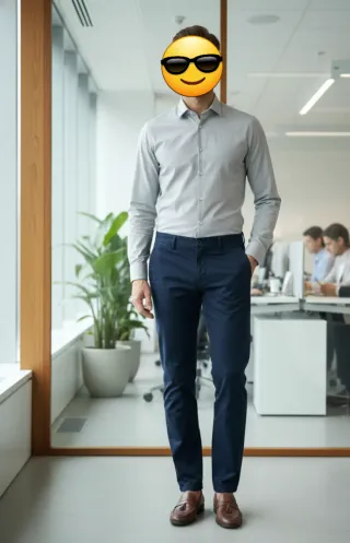 Pantalón Chino Zara Azul Marino Talla...