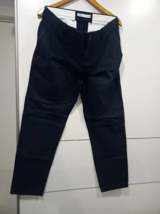 Pantalón Chino Zara Azul Marino Talla...