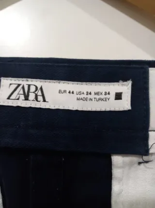 Pantalón Chino Zara Azul Marino Talla...